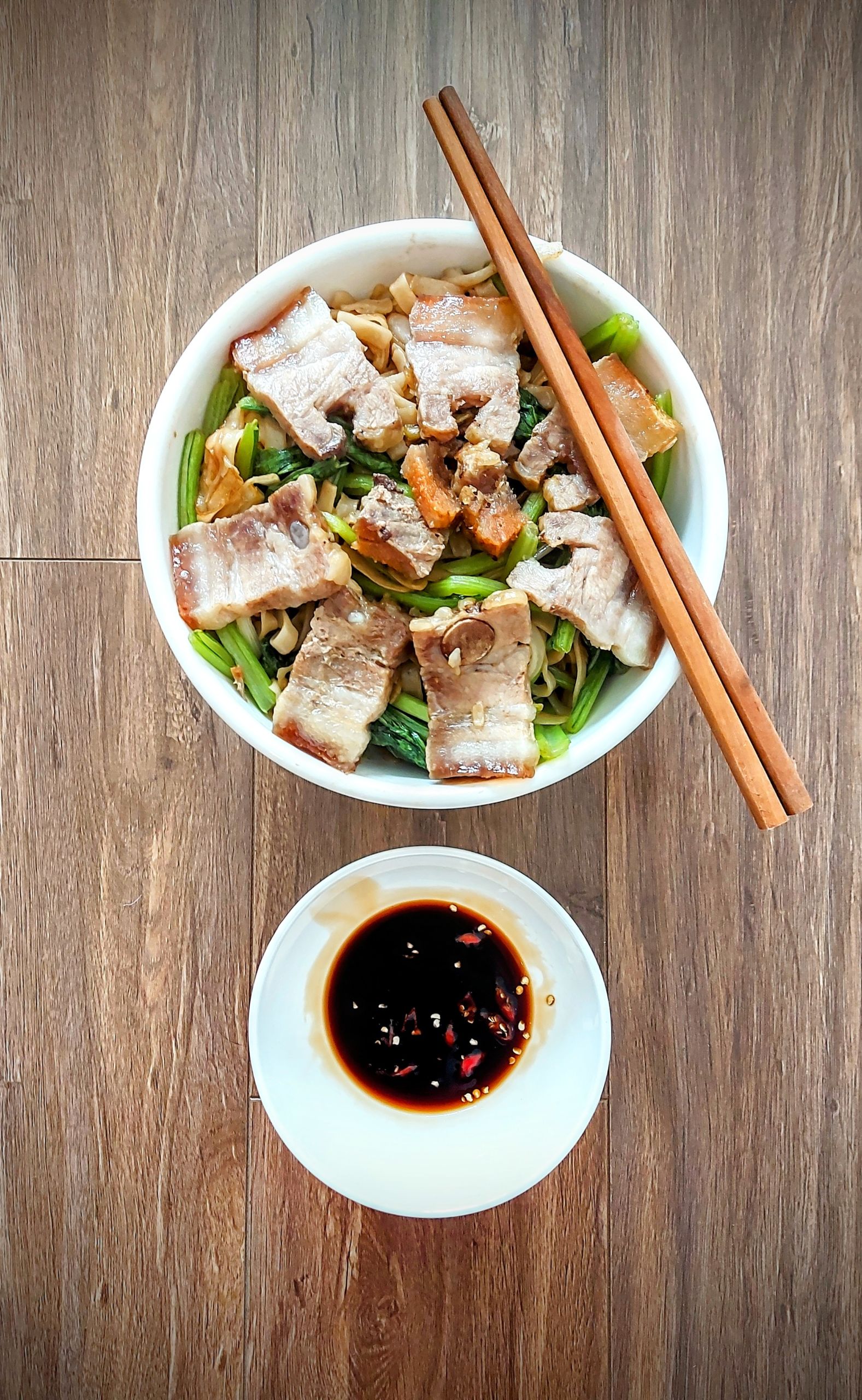 Phở xào - fried noodles with vegetables, pork and soy chili sauce