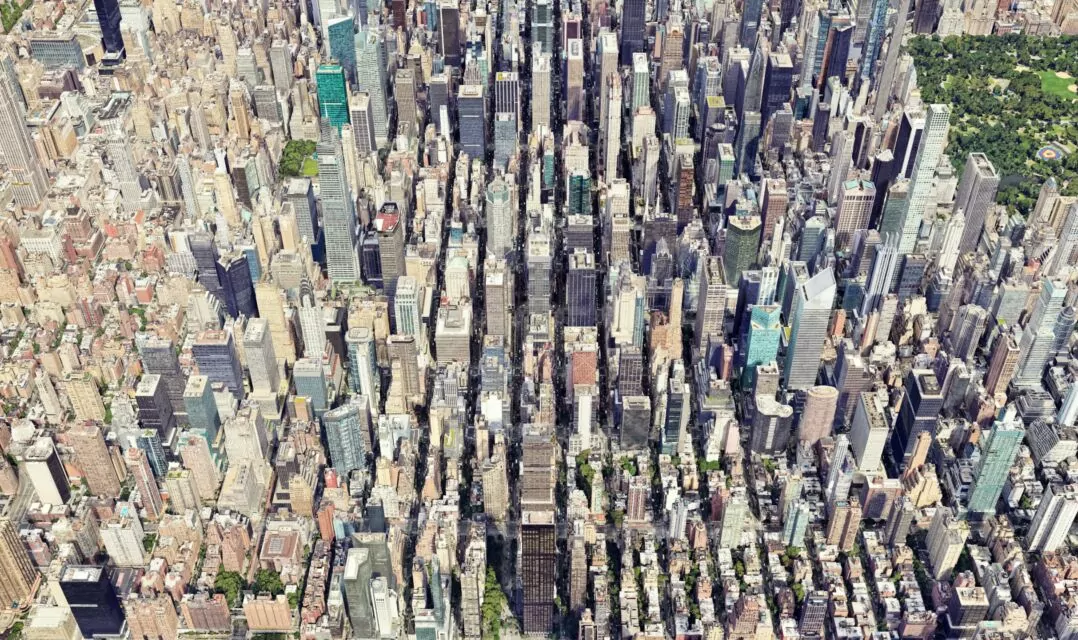 Manhattan, New York City, as seen with Google Earth's default FOV